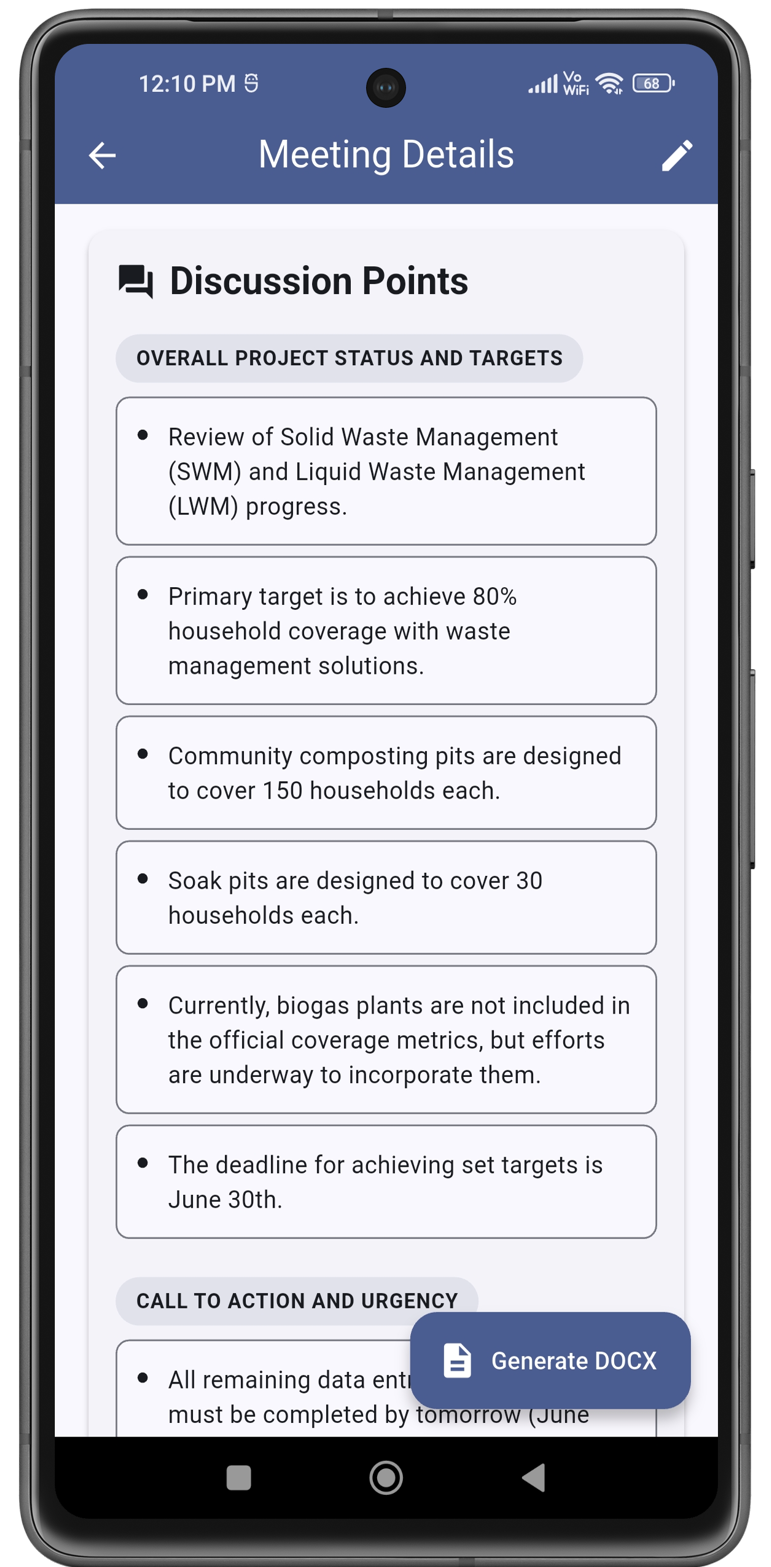 ScribeAI Meeting details screen